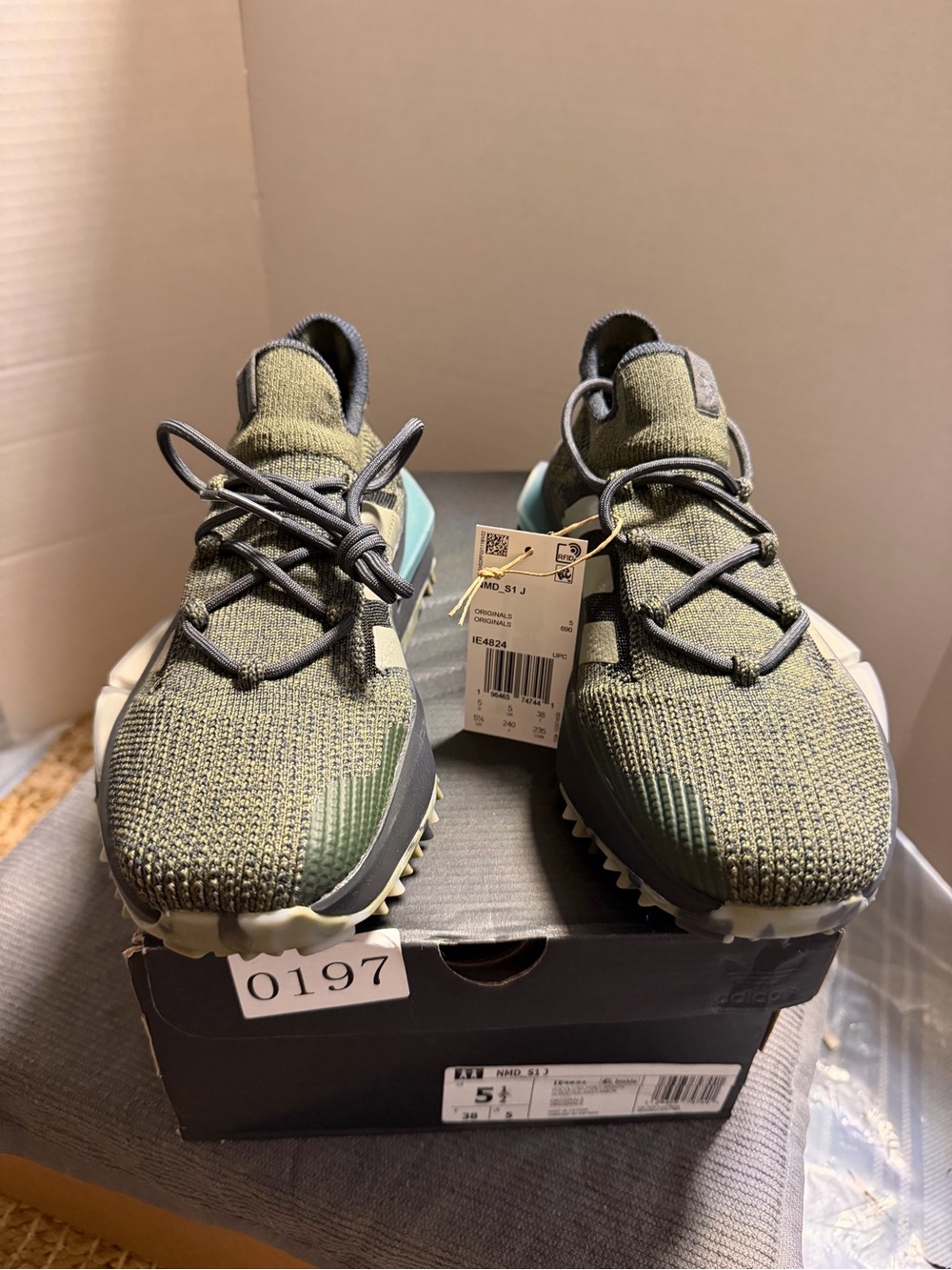 Adidas Originals NMD_S1 J Youth Sneakers – Size 5.5Y Olive Green/Camo Sole –NWT